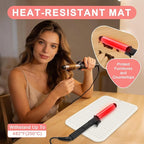 Oversize Silicone Heat Resistant Mat, Professional Hot Hair Tools Mat for Curling Iron, Flat Iron, Hair Straightener, Portable Hot Pad Cover with Velcro for Travel Home Salon(14.2" x 11.0")