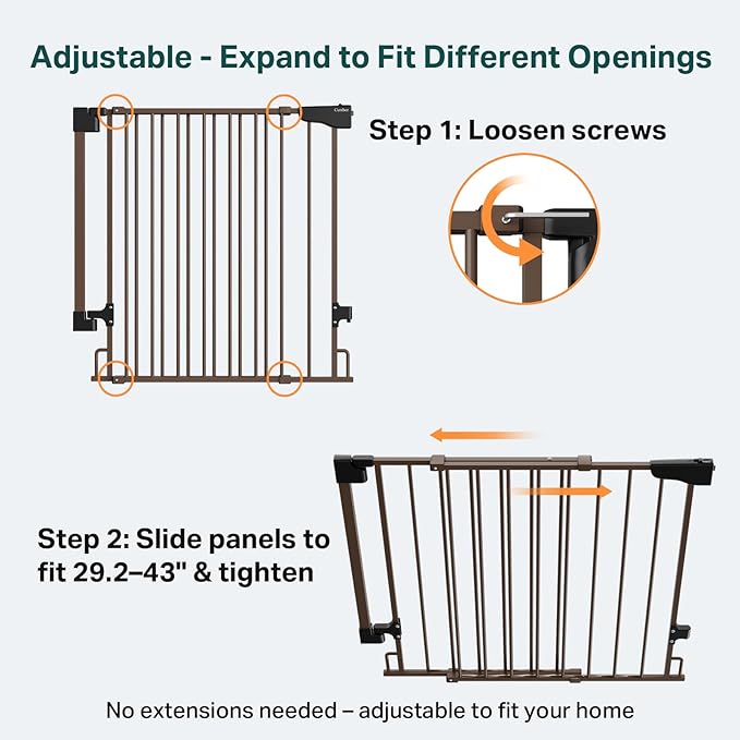 Cumbor 29.2–43" Baby Gate for Stairs, Wall-Mounted, Expandable No Bottom Bar - Image 2