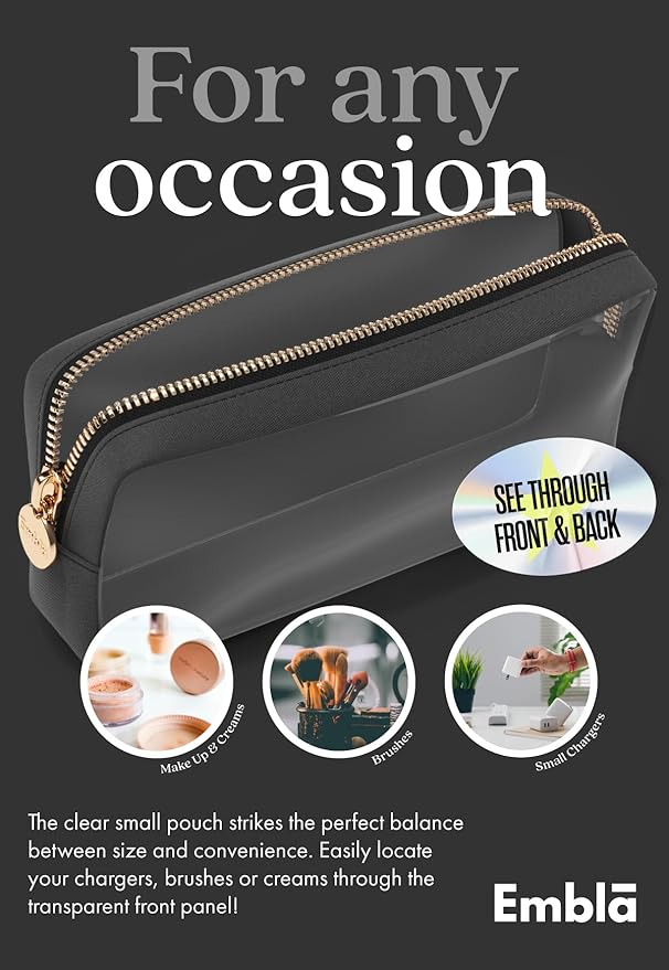 Clear Makeup Bag Zipper Pouch, Transparent Cosmetic Case Organizer, TSA - Image 4