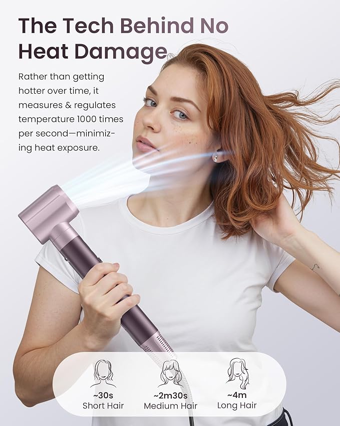 MESCOMB Dual Voltage Hair Dryer Brush for Travel – 5 in 1 Air Styler with High-Speed Blow Dryer, Anti-Frizz, Compact Design with Travel Bag, Ideal for Europe & Worldwide Use (100V–240V) Gift for Women
