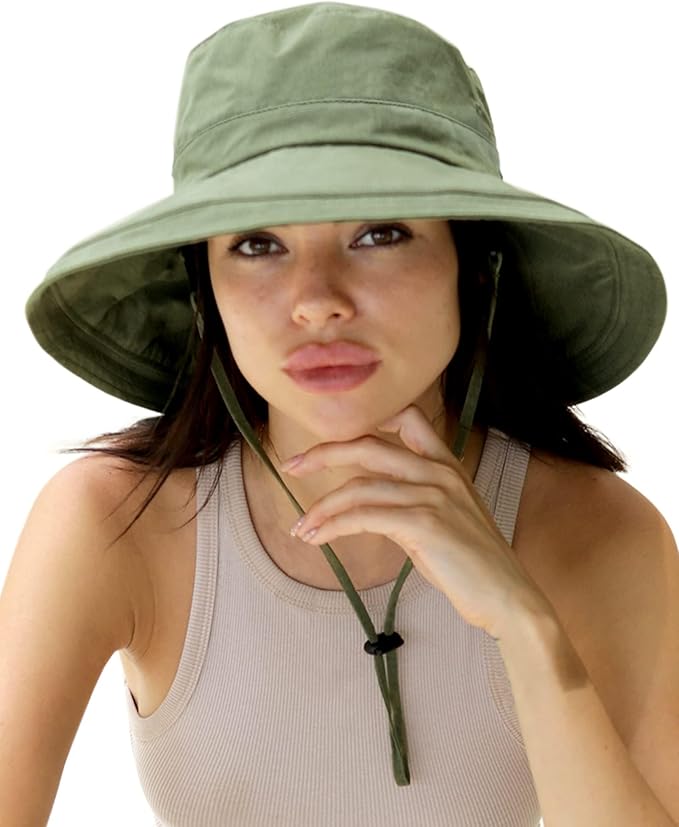 Sun Hats for Women Gardening Hat Wide Brim Ponytail Beach Sun Protection by Hatiis