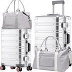 WEICHEN Set of 2 All Aluminum Magnesium 20 in Carry On and 29 in Checked Luggage by WEICHEN