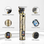 Soonsell Men's Professional Hair Clippers & Trimmer Set with T-Blade, Nose Trimmer, Foil Shaver and LCD Display Display(Bronze