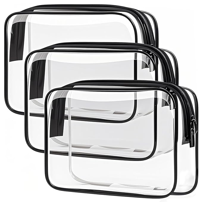 Clear Toiletry Bag, 3 Packs TSA Approved Water resistant Travel Organizer by TRODANCE