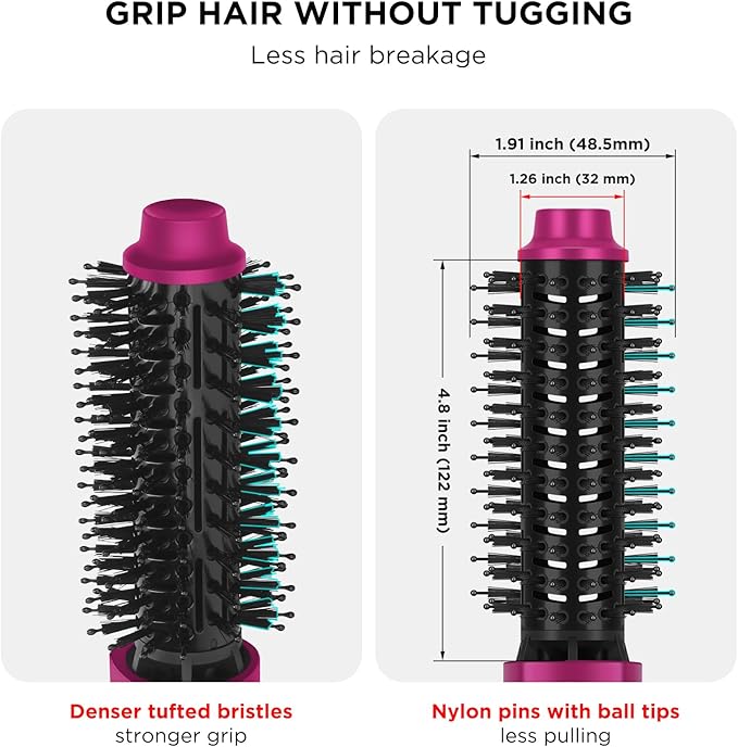 Aima Beauty One Step Hair Dryer & Volumizing Hot Air Brush, Ceramic Straightener Brush, Curler & Hot Comb 4 in 1 Salon Ionic Hair Brush, Rose Pink
