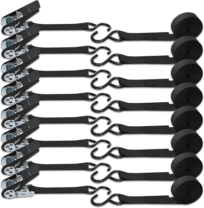 XSTRAP STANDARD Ratchet Tie Down Straps 8PK 1'' x 10 ft - 900 LB Break Strength - Image 8