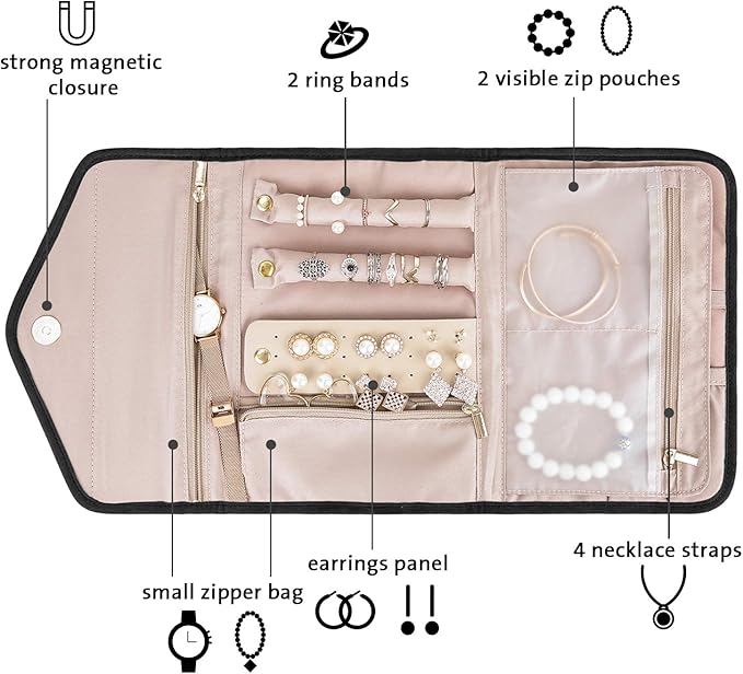 BAGSMART Travel Jewelry Organizer Roll Foldable Jewelry Case - Image 2