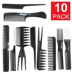 Magic 10 Piece Professional Styling Comb Set, Black