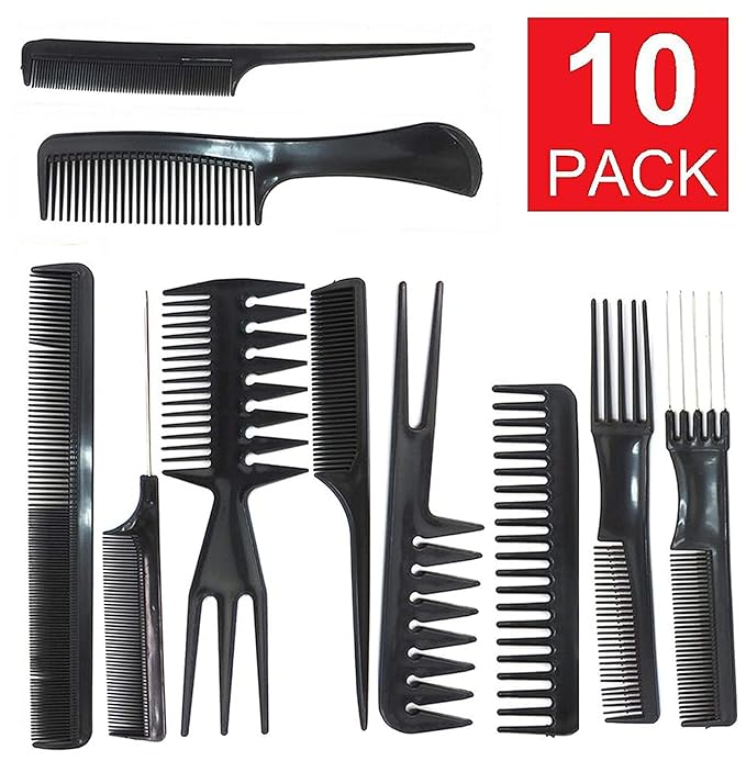 Magic 10 Piece Professional Styling Comb Set, Black