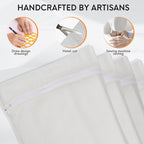 4-Piece White Large Durable Organic Cotton Mesh Laundry Bags - Image 3
