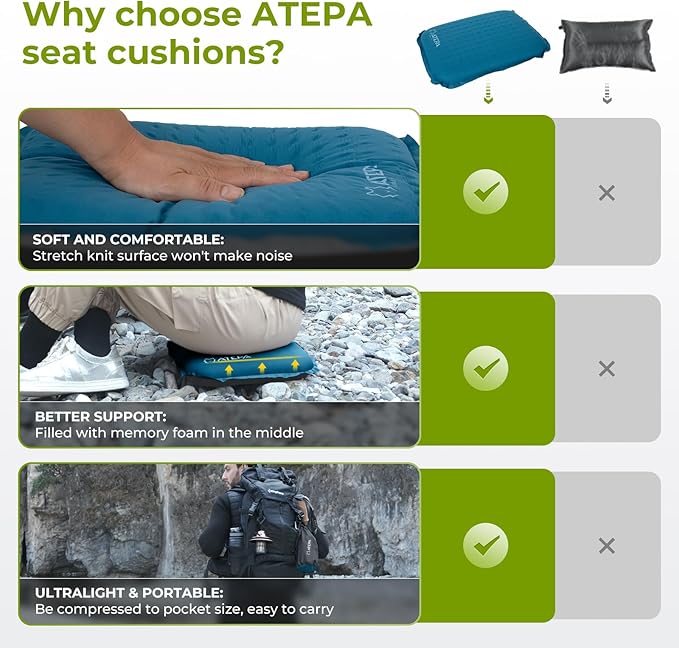 ATEPA Inflatable Stadium Seat Cushion, Self-Inflating Memory Foam Stadium Seats - Image 5