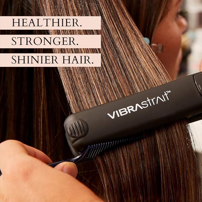 Essential Vibrating Ceramic Tourmaline Ionic Flat Iron, 1.5-inch - Fast, Frizz-Free Ceramic Hair Straightener with Easy, Gentle Glide for Waves, Curls, Smooth Hair