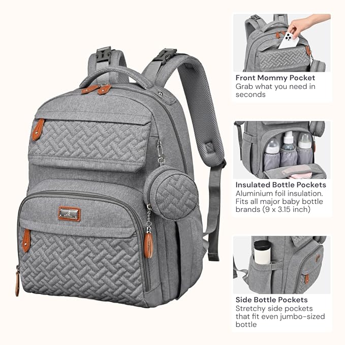 BabbleRoo Diaper Bag Backpack, Travel Backpack - Image 4