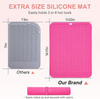 Oversize Silicone Heat Resistant Mat, Portable Travel Mat Cover for Curling Irons, Flat Irons, Hair Straightener and Hot Hair Styling Tools(14.2" x 11")
