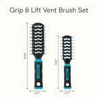 Conair Grip & Lift Vent Hairbrush 2PK, Full-Size and Mid-Size Brush Set, Nylon Bristle Hairbrushes for Blowout Styling, Value Pack