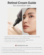 Retinol Cream - Korean Retinol Vitamin A Face Moisturizer - Lifting, Skin Renewal and Wrinkle Improvement Night Treatment with Peptides - Dermatologically Tested, Vegan Formula, 0.7 oz.