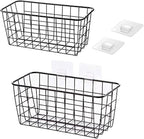 2 Set Hanging Wall Basket Organizer Over the Cabinet Door Wire Baskets by LeleCAT