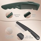 2PC Dandruff Comb Fine Tooth Scalp Detox Comb Lice Stainless Steel Scalp Detoxing Hair Brush Tool Hair Care for Women, Men & Kids (Green)