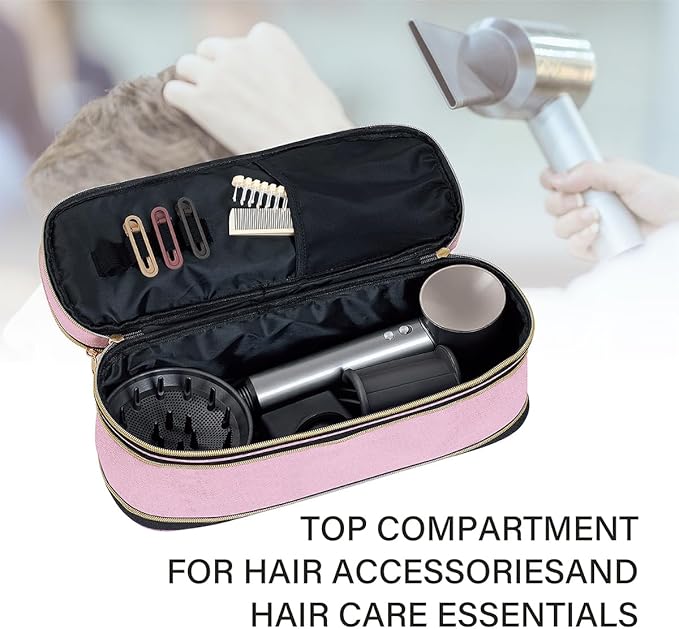 Hair Dryer Travel Carrying Case, Curling Iron Storage Bag, Slim Expandable Handheld Dual-Layer Travel Storage Bag for Dryer/Hair Tool Organizer/Style Organizer