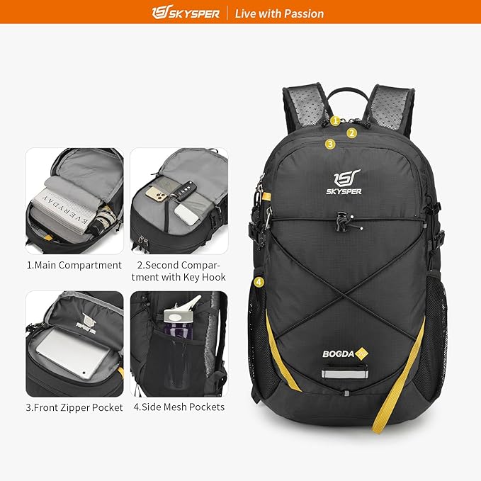 SKYSPER Small Hiking Daypack, 20L Lightweight Travel Backpacks Day Hike Pack - Image 3
