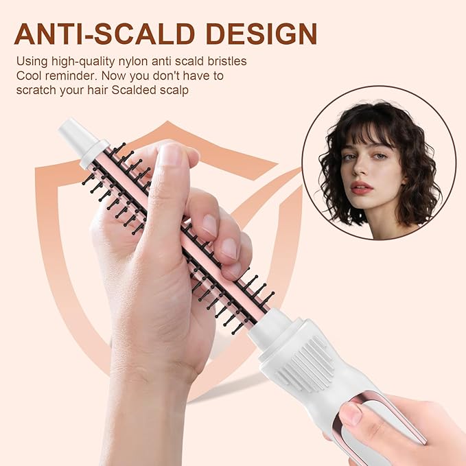 Thermal Brush 0.5 Inch Curling Iron Volumizing Heated Round Brush 1/2 Inch Ceramic Tourmaline Heated Hot, Multifunctional Styler Curling Wand (White, 0.5 inch)