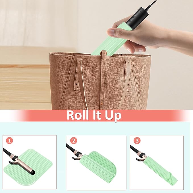 Quccefods Heat Resistant Mat Large Silicone Hot Hair Tools Holder for Curling Irons Flat Iron Hair Straightener Mat Portable Vanity Pad
