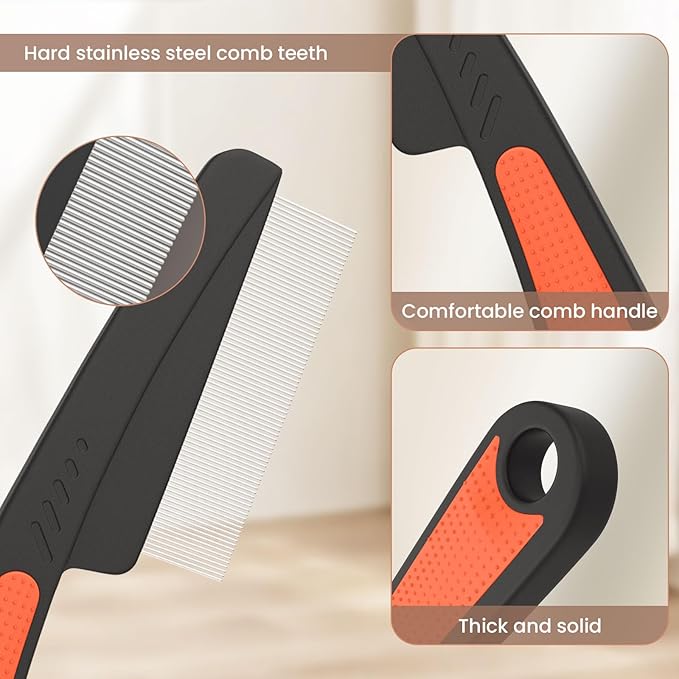 Dandruff Comb Fine Tooth Scalp Detox Comb Lice for Women, Men & Kids Stainless Steel Scalp Detoxing, Sweep & Massage Hair Brush Tool for Hair Care (1PC Red)