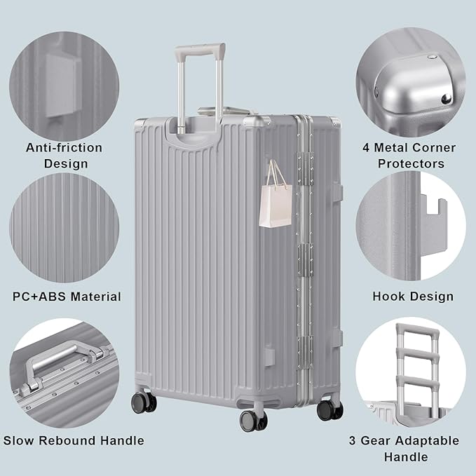 AnyZip Carry On Luggage PC+ABS Aluminum Frame Zipperless Luggage Hard Shell - Image 3