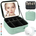 Travel Makeup Bag, with Mirror 3 Color Setting and Detachable 10x Magnifying by MORMIDTravelMakeupBag