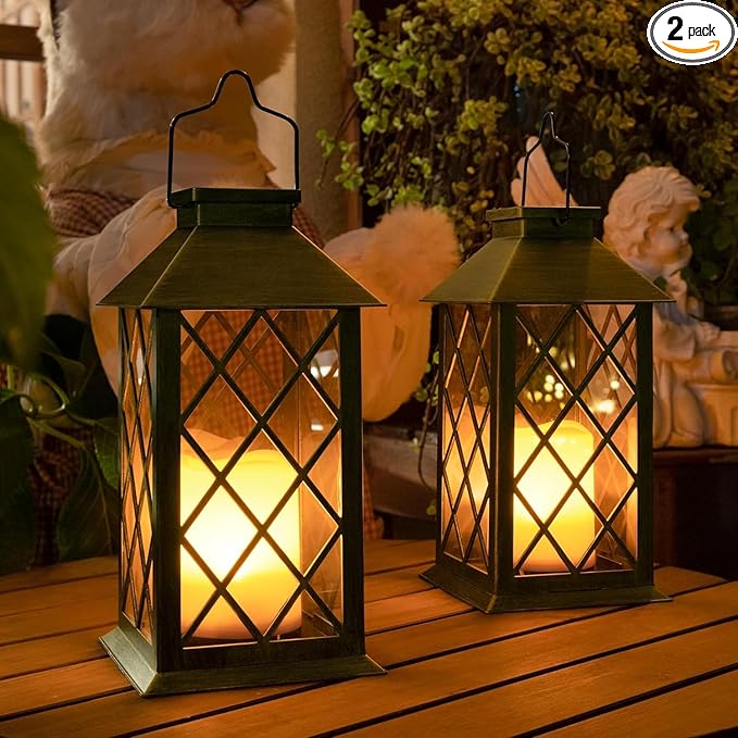 TAKE ME 14" Solar Lanterns Outdoor Waterproof Garden Lanterns Large Flickering by TAKEME