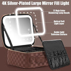 Makeup Travel Train Case with Mirror LED Light 3 Adjustable Brightness Large - Image 3