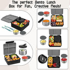Kids Bento Lunch Box with 8oz Soup Thermo, Kids Leakproof Lunch Food Containers - Image 4