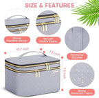 Large Makeup Bag with Mirror Double Layer Travel Make Up Organizer Case - Image 6