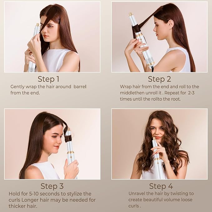 5 in 1 Upgrade Hair Dryer Brush, Negative Ion Blow Dryer Brush Set Hot Air Brush Air Styler Curling Wrap Air Curler, Curling Iron Hair Styling Tools As A Gift for Straight/Curl/Drying/Smoothing