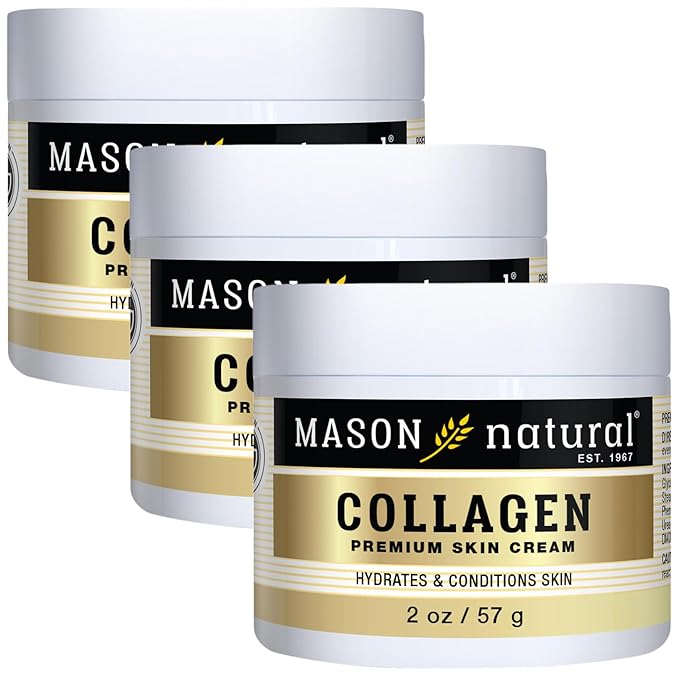 MASON NATURAL Collagen Premium Skin Cream - Anti Aging Face and Body Moisturizer, Intense Skin Hydration and Firmness, Pear Scent, Paraben Free, 2 OZ (Pack of 3)
