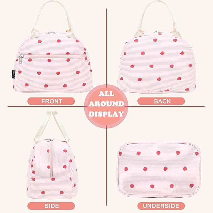 FlowFly Insulated Lunch Bag for Women – Corduroy Lunch Tote Box, Cute Cooler - Image 5