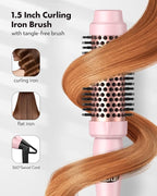 Thermal Round Brush, 1.5 inch Blowout Brush with Ceramic Barrel & Negative Ions Tech Makes Hair Smoother Get Natural Curls, Heated Styler Tool for All Hair Type, Dual Voltage
