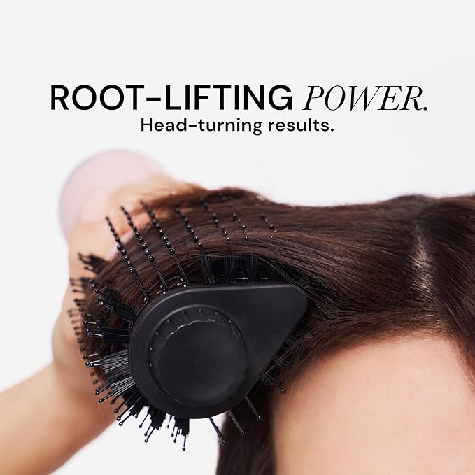 L'ANGE Hair Le Volume Elevé 65MM 2-in-1 Titanium Brush Dryer | Dry and Style | Unique Teardrop Shape Barrel | 3 Heat Settings | 360° Vented Airflow | Ionic Technology for Frizz-Free Styling (Blush)