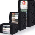 Fab totes 6 Pack Clothes Storage, Foldable Thick Fabric Blanket Storage Bags by Fabtotes