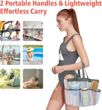 F-color Mesh Shower Caddy Portable, Upgrade Deeper 7 Pockets Shower Bag Basket - Image 5