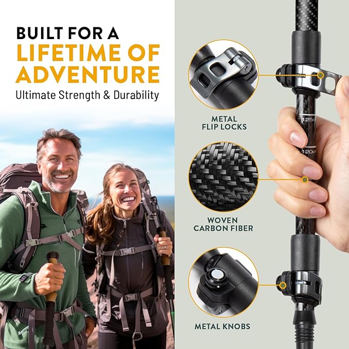 100% Carbon Fiber Trekking Poles by USA Brand - Image 3