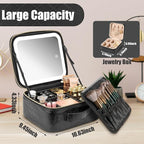 Makeup Travel Train Case with Mirror LED Light 3 Adjustable Brightness Cosmetic - Image 5