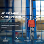 Adjustable Cable Padlock with 3 Keys | 1.15ft L x 1/6in D Aluminum Steel Cable - Image 8
