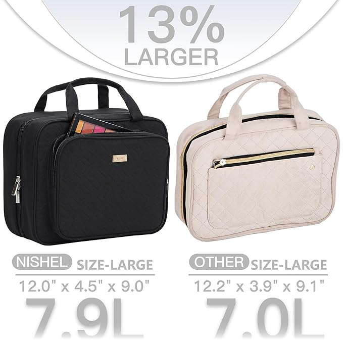 NISHEL Travel Toiletry Bag for Women Large Capacity, Makeup Essentials Organizer - Image 2
