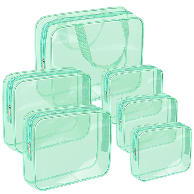 APREUTY Clear Makeup Bags, TSA Approved 6 Pcs Cosmetic Makeup Bags Set Clear PVC by WelcometoAPREUTY