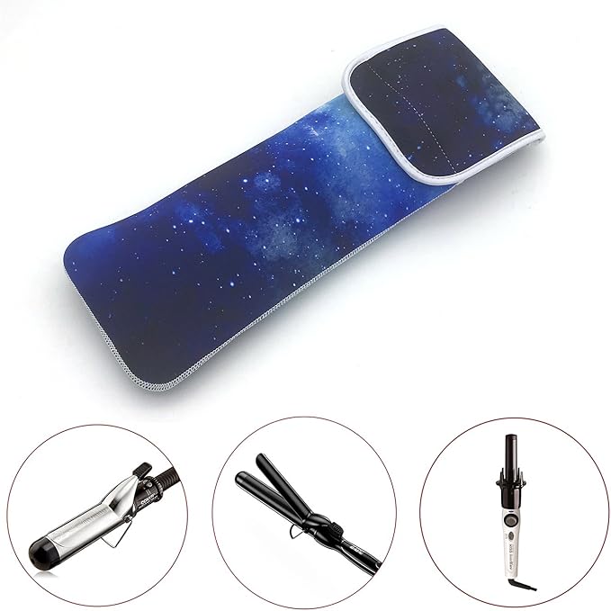 Wanty Hair Straighteners Case with Fastener - Neoprene Curling Iron Holder Flat Iron Curling Wand Travel Cover Case Bag PouchShield Curling Iron Cover - Flat Iron Travel Pouch (Blue Sky)