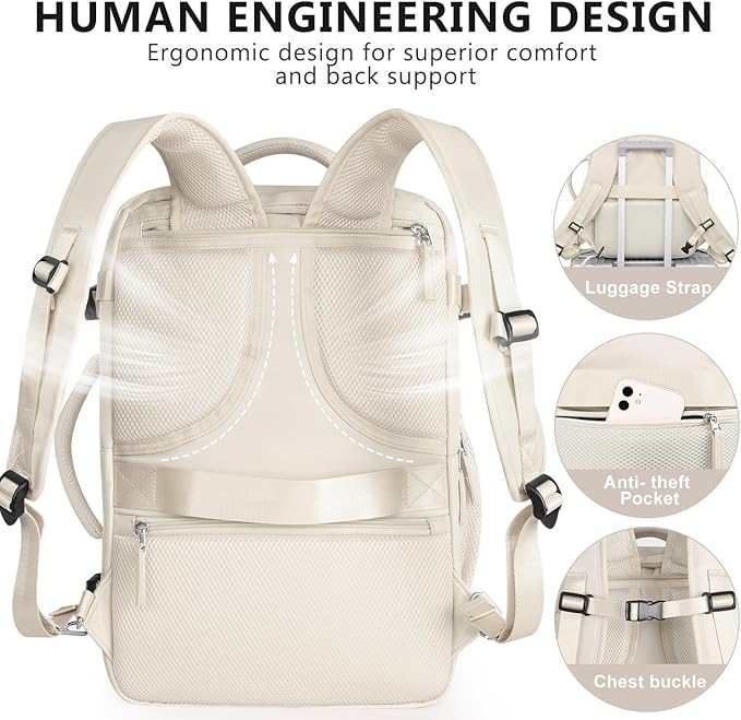 Travel Backpack for Women, Large Carry On Backpack for Travel, Waterproof - Image 7