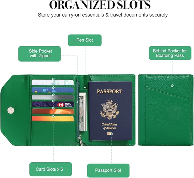 Leather Passport Holder Cover, Passport Book Holder, Rfid Blocking Travel - Image 4