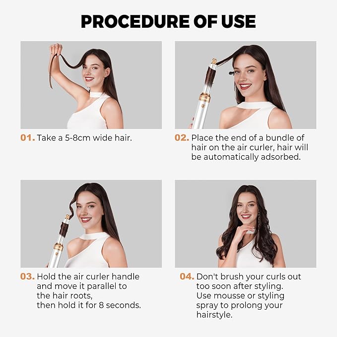 5 in ONE Blow Dryer Brush, Curling Wand Hair Styling Tools Set, Ionic Hot Air Hair Dryer, Massage Oval Hair Dryer, Left&Right Hair Curlers 100-120V