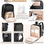 VASCHY Diaper Bag Backpack for Mum Dad, Unisex Large Waterproof Vegan Leather - Image 4